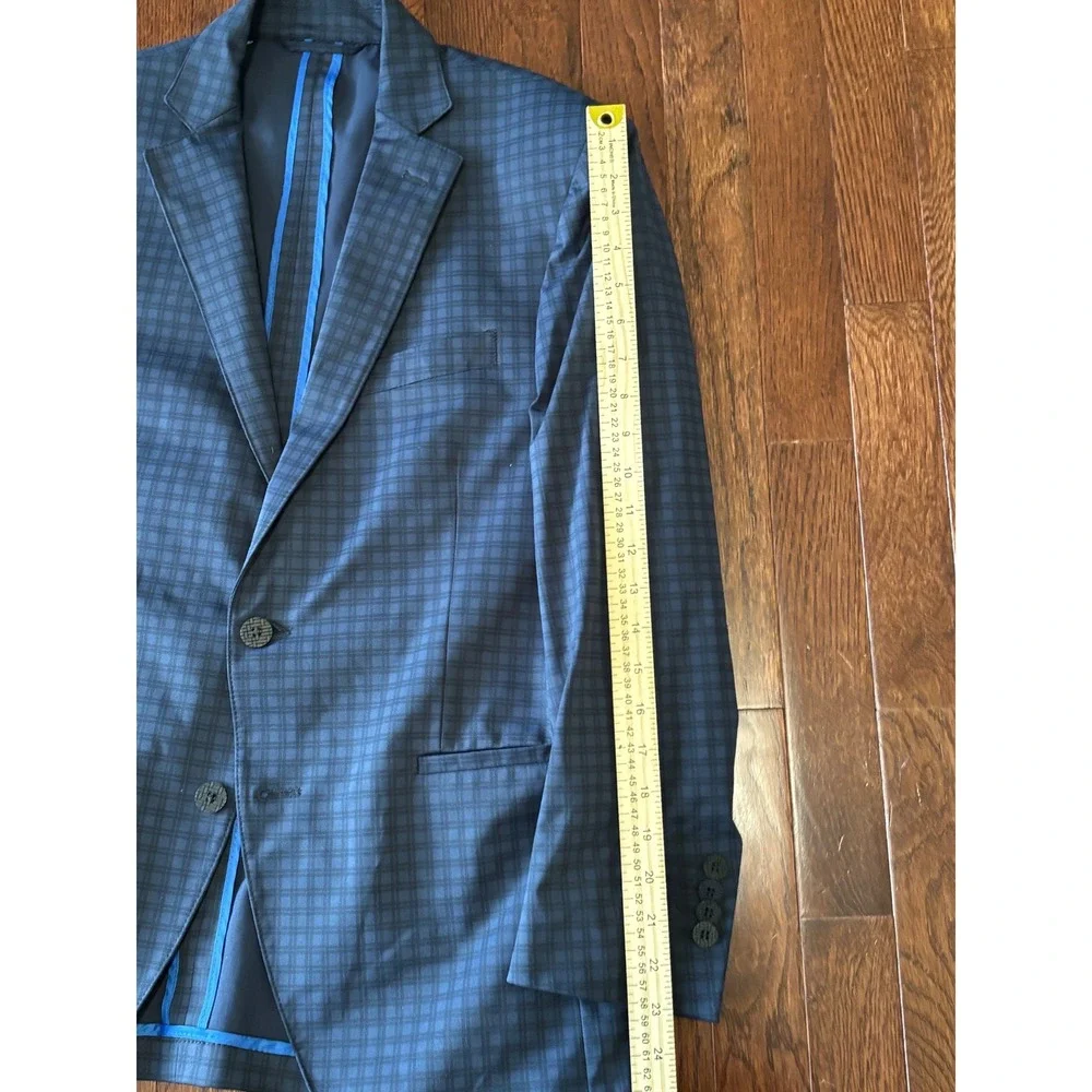 Twillory 360 Airflow Performance Blazer Mens 38S Blue Plaid Stretch Washable